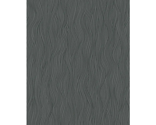 Papier peint intissé 82403 Kylie vagues anthracite Papier peint avec motif de lignes ondulées