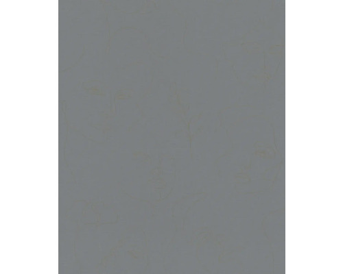 Papier peint intissé 82438 Kylie aspect textile anthracite Papier peint avec visages et motifs de feuilles