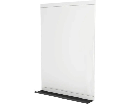 Miroir avec tablette Devo Viva 2.0 lxhxé 60x85x12 cm premium white supermat/black Paroi de douche blanche avec profilé de sol noir