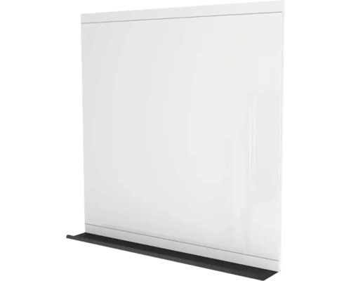 Miroir avec tablette Devo Viva 2.0 lxhxé 85x85x12 cm premium white supermat/black Paroi de douche blanche avec fixation au sol noire