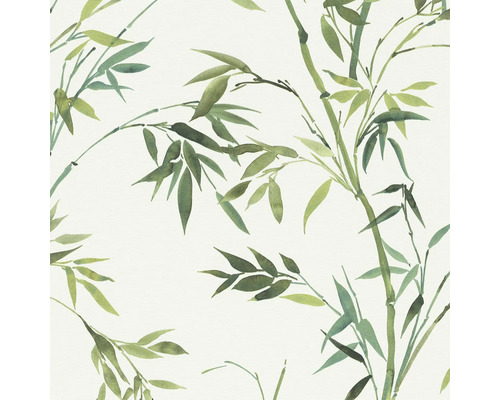 Papier peint intissé 10388-07 Martinique floral vert Papier peint avec motif de bambou