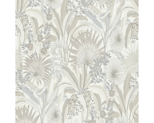Vliestapete 10390-02 Martinique Floral beige Tapete mit floralem Muster und Blättern