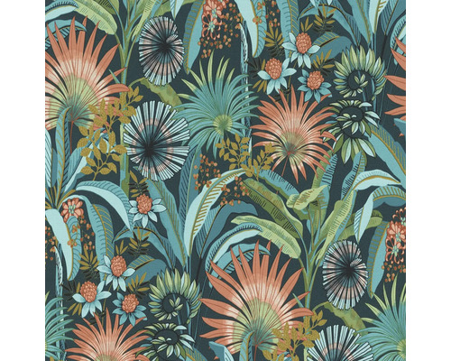 Vliestapete 10390-19 Martinique Floral petrol Tapete mit Dschungel Pflanzenmuster