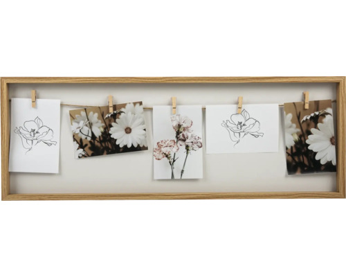 Cadre Collage naturel 70x25 cm 5 photos avec pinces en bois