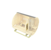 Sauna tonneau en bois avec porte en verre