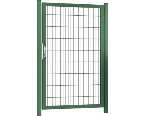 Portillon simple premium 125 x 180 cm 8/6/8 dormant 60x40 avec poteaux à sceller dans du béton RAL 6005 vert mousse Portillon simple premium 125 x 180 cm 8/6/8 dormant 60x40 avec poteaux à sceller dans du béton RAL 6005 vert mousse