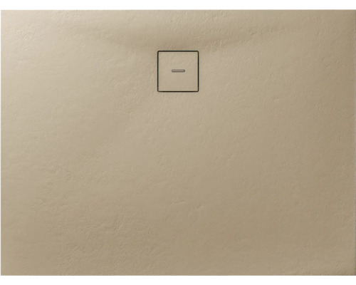 Receveur de douche fonte minérale BREUER Modern Line aspect pierre grès 75 x 120 cm Receveur de douche beige avec drain carré