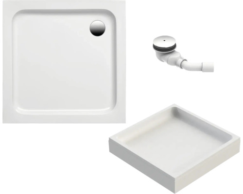 Kit complet receveur de douche OTTOFOND 80 x 80 x 18 cm blanc brillant lisse 941501