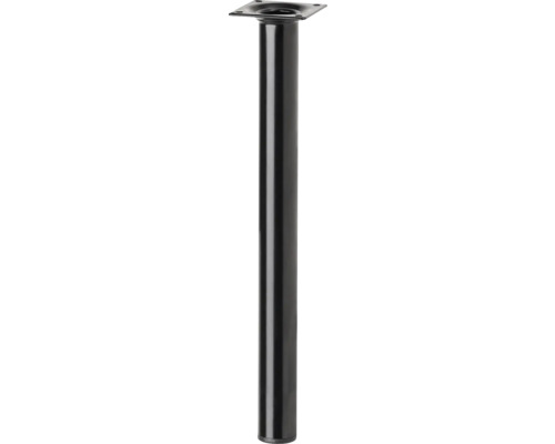 Tarrox Pied de table rond Ø 30 x 600 mm, noir Pied de meuble en métal avec plaque de montage
