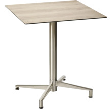 Table carrée avec pied central en métal et plateau