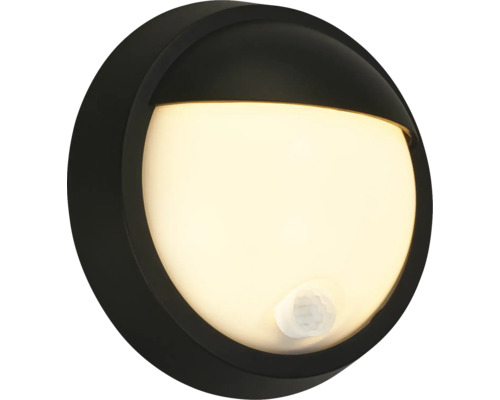LED Akku Sensor Außenwandleuchte 4W 700 lm 3000 K Ø 17 cm Puni schwarz/matt Runde Aussenleuchte mit Bewegungsmelder