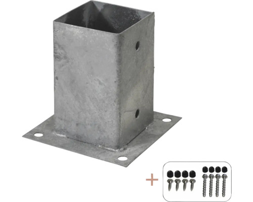 Support de poteau PLUS Cubic poteau 9 x 9 cm pour fondation y compris vis Support de poteau en métal avec vis