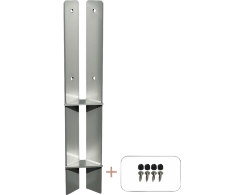 Pied de poteau d'angle PLUS à sceller dans du béton 60 cm poteau 9 x 9 cm y compris vis galvanisé à chaud Support de poteau avec vis de fixation