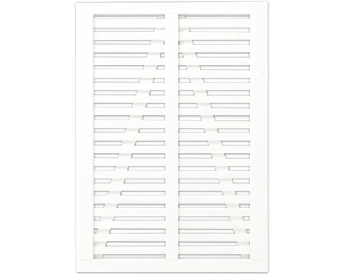 Weisse Fensterläden mit horizontalen Lamellen