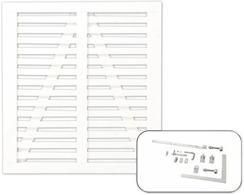 Portail à un vantail PLUS Harmoni y compris ferrures 100 x 107 cm RAL 9010 blanc Volet en bois avec kit de ferrures