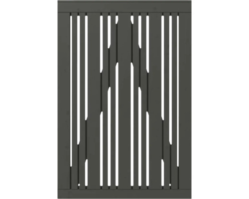 Sichtschutzelement aus Aluminium mit vertikalen Streben und Aussparungen