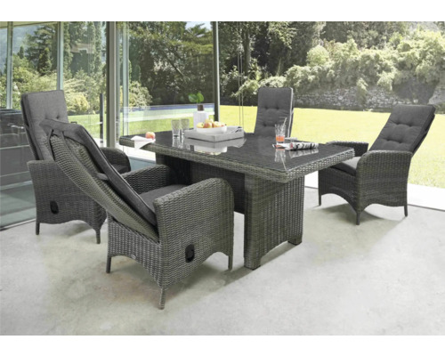 Coin salon Destiny PALMA LUNA 4 sièges à dossier haut + table 200x100x75cm, vintage gris