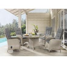 Sitzgruppe Destiny PALMA LUNA 4x Hochlehner + Tisch Ø120x75cm, natur meliert