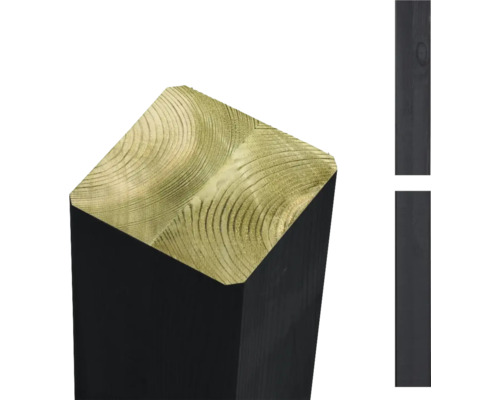 Pfosten PLUS verleimt, gerade 9 x 9 x 268 cm schwarz Holzpfosten mit abgeschrägter Spitze