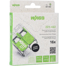 Wago 221-422 bornes de connexion à levier Green Range, 16 pièces