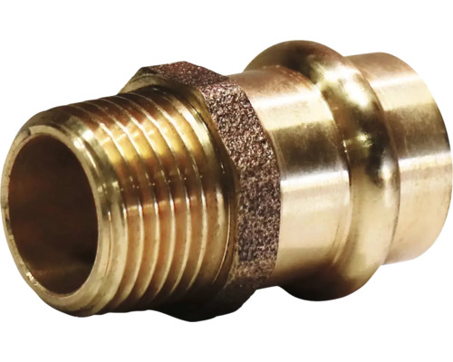 Pressfitting Übergangsnippel Rotguss Presskontur V + M 35 mm x 1 Zoll AG DVGW für Kupferrohr Messingfitting mit Gewinde