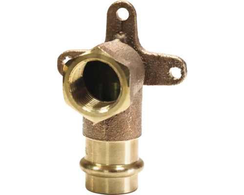 Raccord à fixation murale à 90° raccord à sertir cuivre Presskontur V + MV 18 mm x 1/2 pouce FI DVGW pour tuyau en cuivre Raccord coudé avec patte de fixation pour installations sanitaires