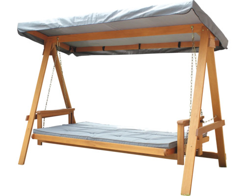 Balancelle de jardin en bois avec coussin et toit solaire