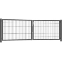 Portillon double premium 400 x 120 cm 8/6/8 dormant 60x40 avec poteaux à sceller dans du béton RAL 7016 anthracite