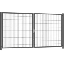 Portillon double premium 400 x 200 cm 8/6/8 dormant 60x40 avec poteaux à sceller dans du béton RAL 7016 anthracite