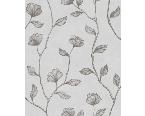 Papier peint intissé 34801 GZSZ floral bronze gris Papier peint avec motif de fleurs et de feuilles