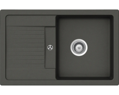 Évier Schock Lima D-100S A 780 x 500 mm asphalte LIMD100SAGAS avec égouttoir Évier avec égouttoir
