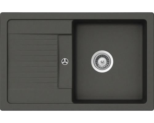 Évier Schock Lima D-100S U 780 x 500 mm asphalte LIMD100SUGAS avec égouttoir Évier avec égouttoir