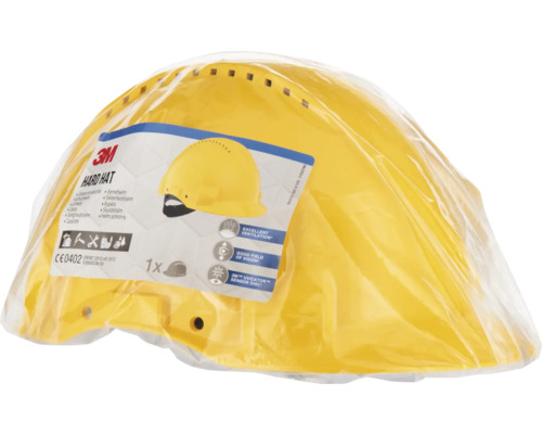 Gelber 3M Bauhelm in Verpackung