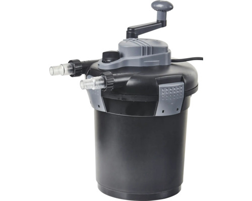 Kit de filtre à pression bassin HEISSNER avec pompe 1500 l/h 25 W, stérilisateur de bassin UVC intégré 7 W, système de rétrolavage, pour bassin avec population de poissons jusqu'à 1500 l Filtre de bassin pour le nettoyage des bassins de jardin