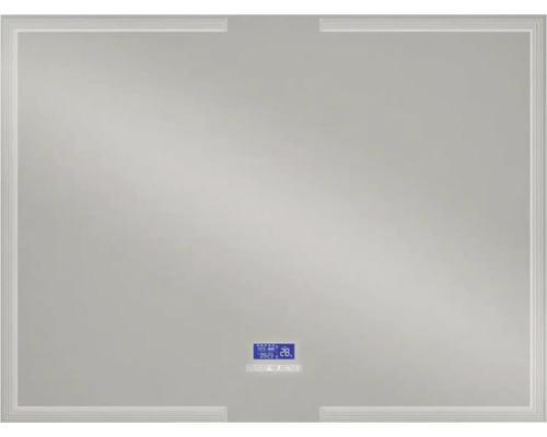 Rechteckiger Spiegel mit LED-Beleuchtung und Digitalanzeige für Badezimmer