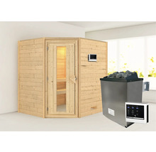 Holzsauna mit Saunaofen und Steuerung