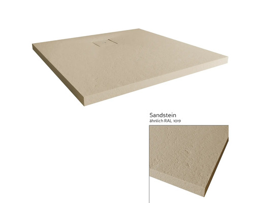 Quadratische Duschwanne aus Sandstein mit Ablauf
