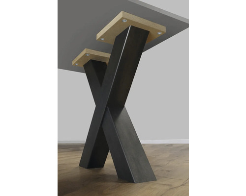 Kit de piètement de table en X MDF pour table de salle à manger métal aspect anthracite hauteur: 422 mm