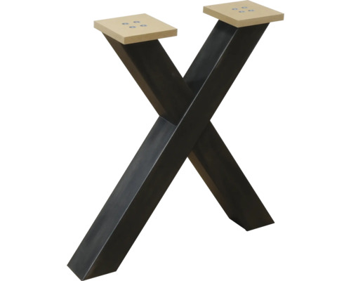 Kit de piètement de table en X MDF pour table de salle à manger métal aspect anthracite hauteur: 680 mm