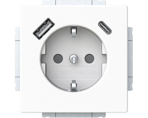 Prise USB Busch-Jaeger 20 EUCB2USBAC-84 Safety+ avec USB A/C Future Linear blanc studio Prise de courant avec port USB A et USB C