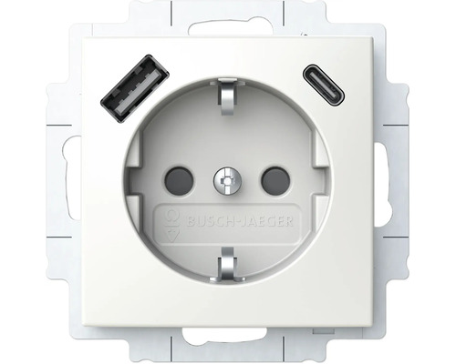 Prise USB Busch-Jaeger 20 EUCB2USBAC-914 Safety+ avec USB A/C Balance SI blanc alpin