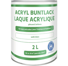 Laque acrylique colorée, boîte de 2 litres, pour l''intérieur et l''extérieur