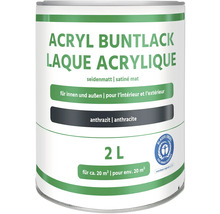 Acryl Buntlack anthrazit, seidenmatt, 2 Liter Dose für Innen und Außen