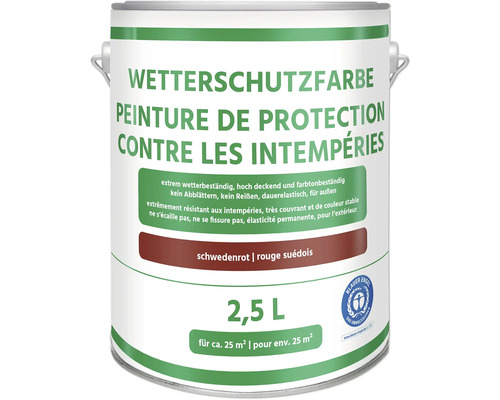 Peinture de protection contre les intempéries rouge de falun 2,5 l Peinture de protection contre les intempéries en bidon de 2,5 litres