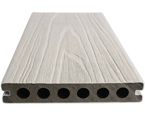 Lame de terrasse Konsta en bois composite Nativo alvéolé revêtue 23x138x3000 mm chêne blanc gris Lame de terrasse Konsta en bois composite Nativo alvéolé revêtue 23x138x3000 mm chêne blanc gris