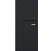 Porte intérieure noire avec design rectiligne et poignée
