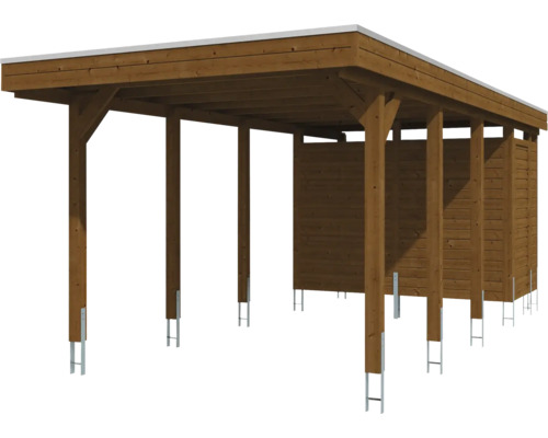 Carport en bois avec parois latérales pour la protection des véhicules