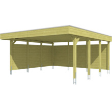 Holzcarport mit Flachdach und Seitenwänden