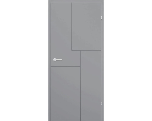 Pertura Zimmertür Caja 04 Graulack RAL 7004 signalgrau 86x198,5 cm Rechts ohne Schlüssellochbohrung Graue Innentür mit geometrischem Muster und Türgriff