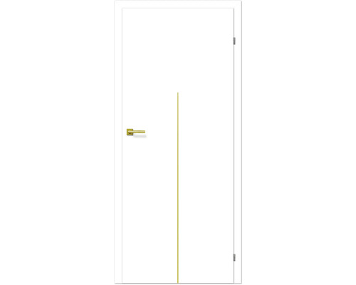 Porte intérieure Pertura Anea 03 décor blanc 86x198,5 cm droite sans perçage pour serrure Porte intérieure blanche avec ligne décorative droite et poignée de porte